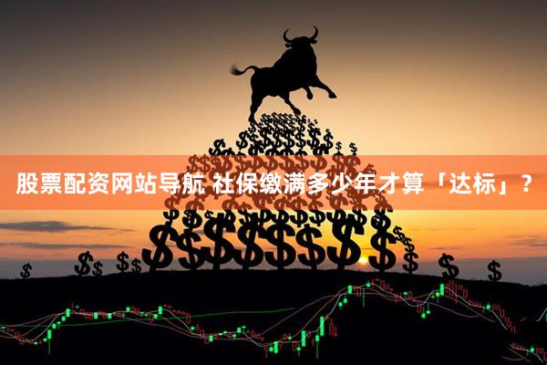 股票配资网站导航 社保缴满多少年才算「达标」？
